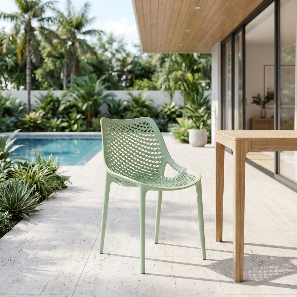 Contemporary Mint Outdoor Dining Chair Set Of 4 With Protective Finish. Picture 3