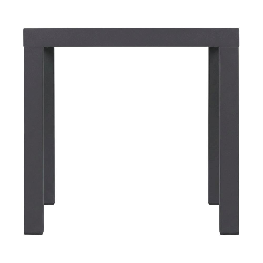 White Wood-Look Accent Paneling Outdoor Patio Aluminum End Table, Contemporary. Picture 4