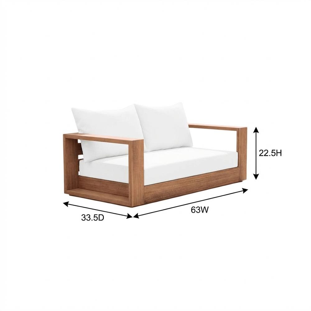 White Fabric Outdoor Loveseat With Cushioned Seating And Tumbu Finish. Picture 7