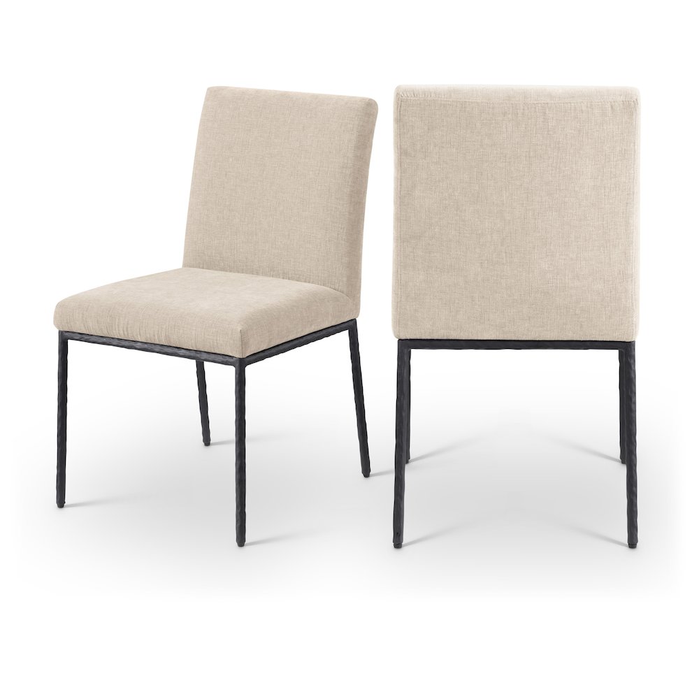 Reeves Beige Chenille Fabric Upholstered Dining Side Chair, Set of 2. Picture 12