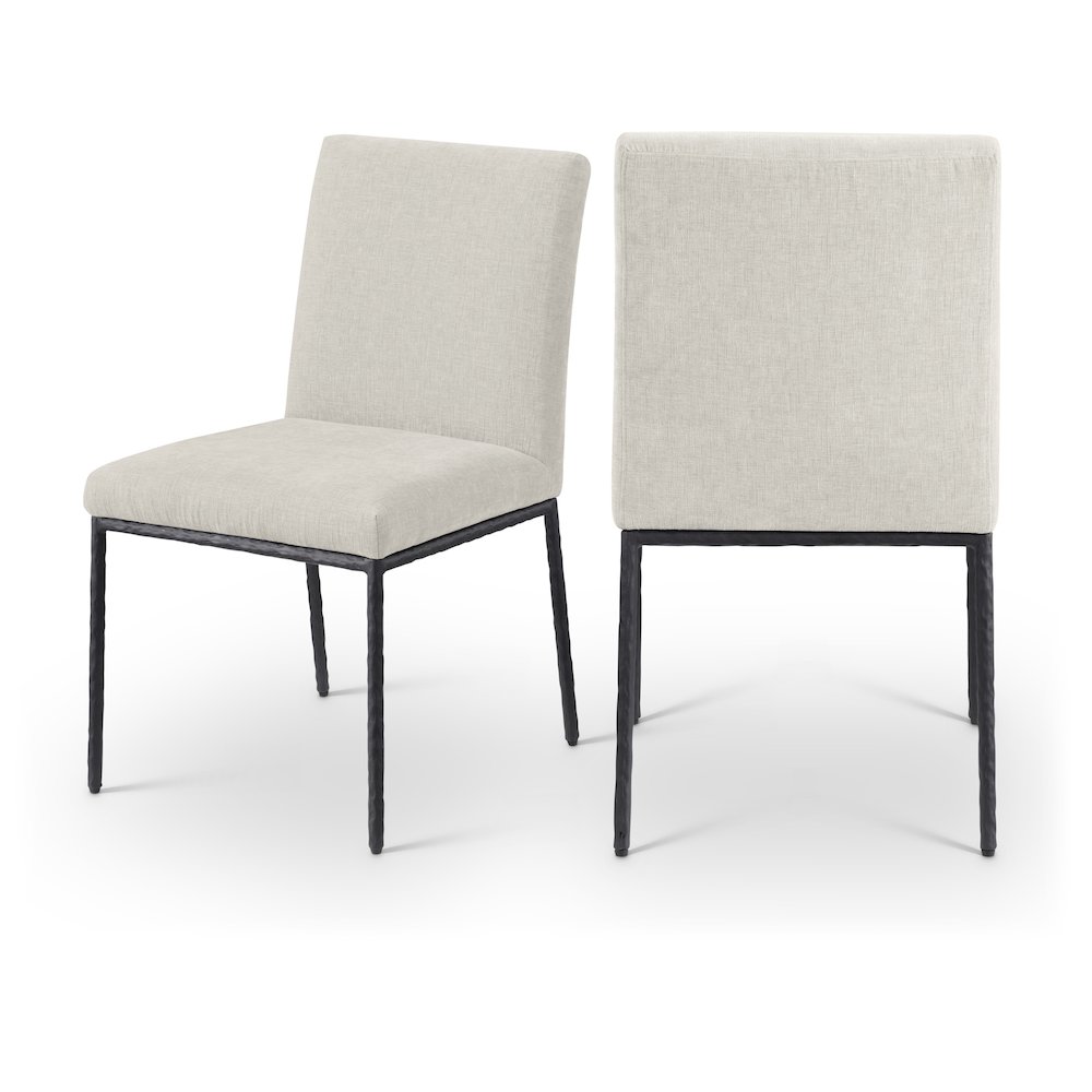 Reeves Cream Chenille Fabric Upholstered Dining Side Chair, Set of 2. Picture 12