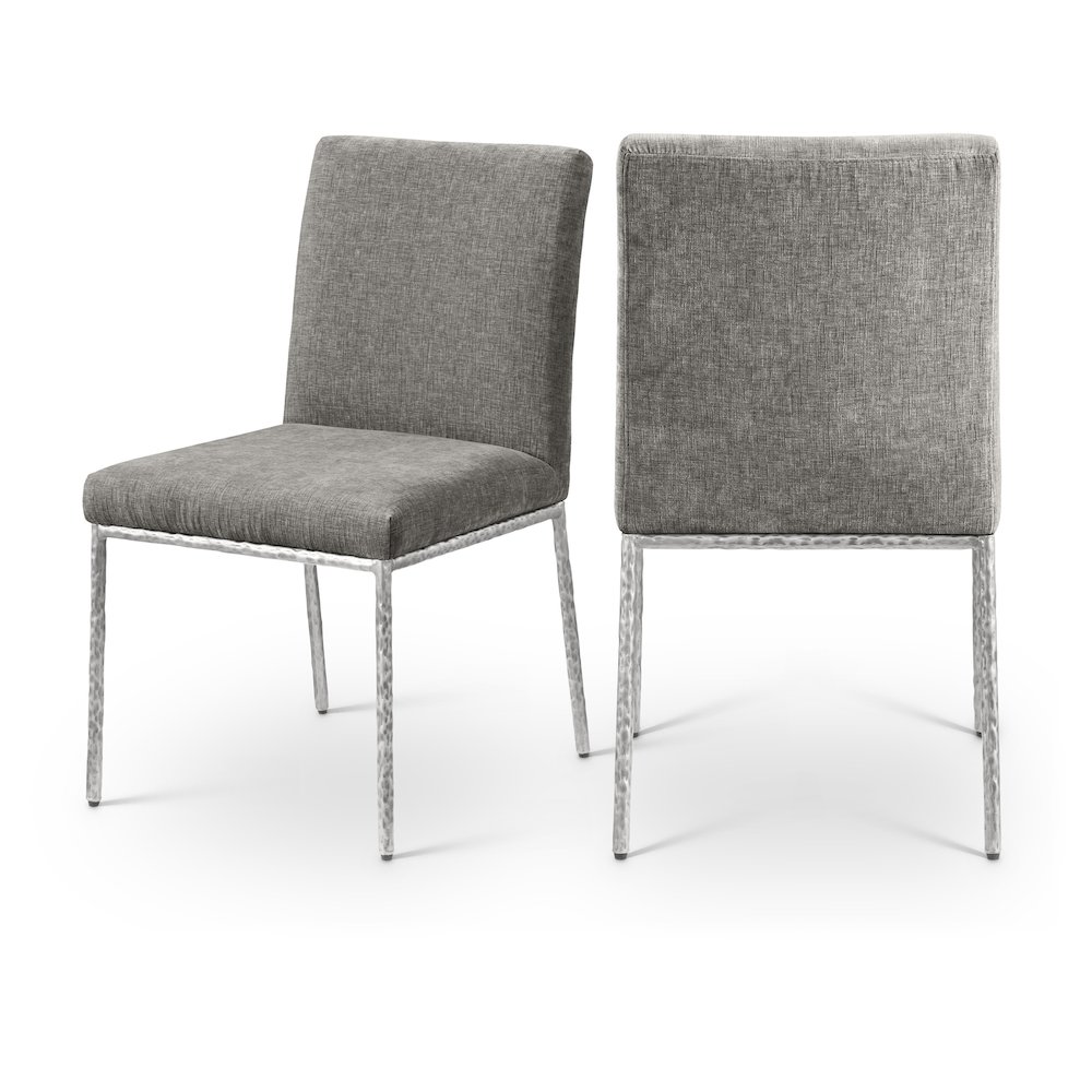 Reeves Grey Chenille Fabric Upholstered Dining Side Chair, Set of 2. Picture 12