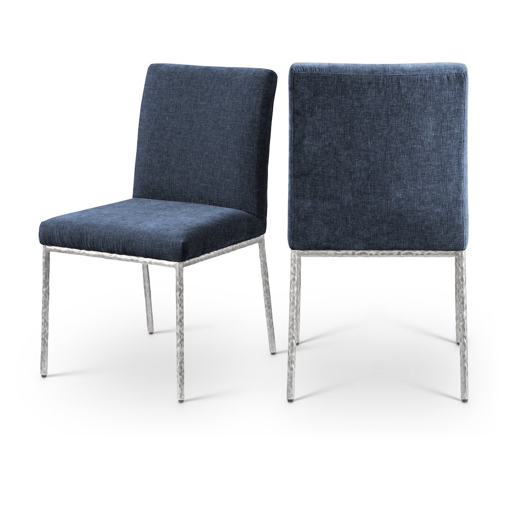 Reeves Navy Chenille Fabric Upholstered Dining Side Chair, Set of 2. Picture 12