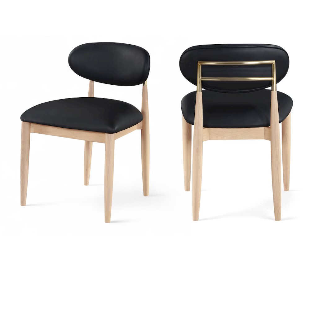 Riccio Black Vegan Leather Upholstered Dining Side Chair, Set of 2. Picture 12