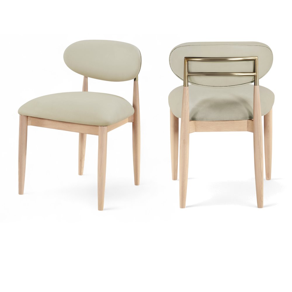 Riccio Taupe Vegan Leather Upholstered Dining Side Chair, Set of 2. Picture 12