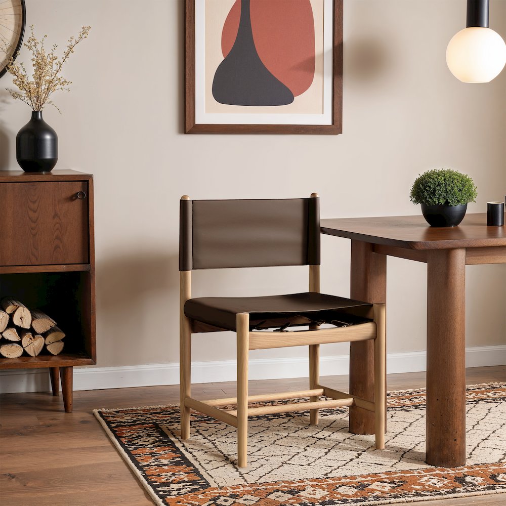 Rawlins Brown Vegan Leather Upholstered Dining Chair, Set of 2. Picture 8