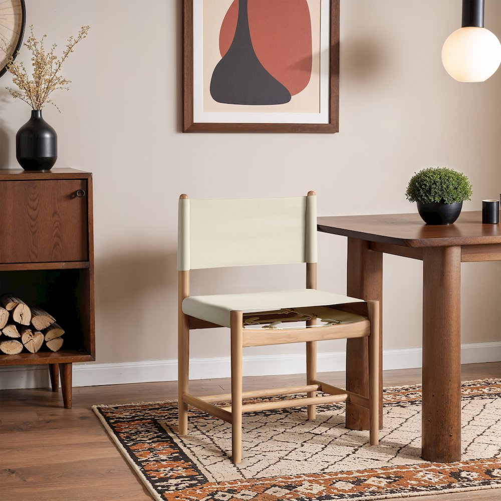 Rawlins Cream Vegan Leather Upholstered Dining Chair, Set of 2. Picture 8