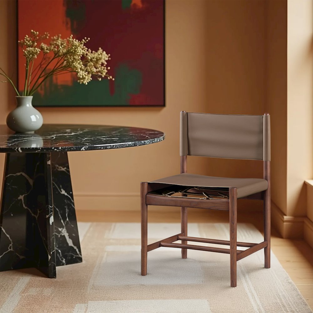 Rawlins Brown Vegan Leather Upholstered Dining Chair, Set of 2. Picture 8