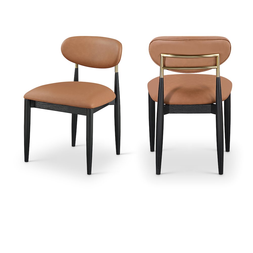 Riccio Cognac Vegan Leather Upholstered Dining Side Chair, Set of 2. Picture 12