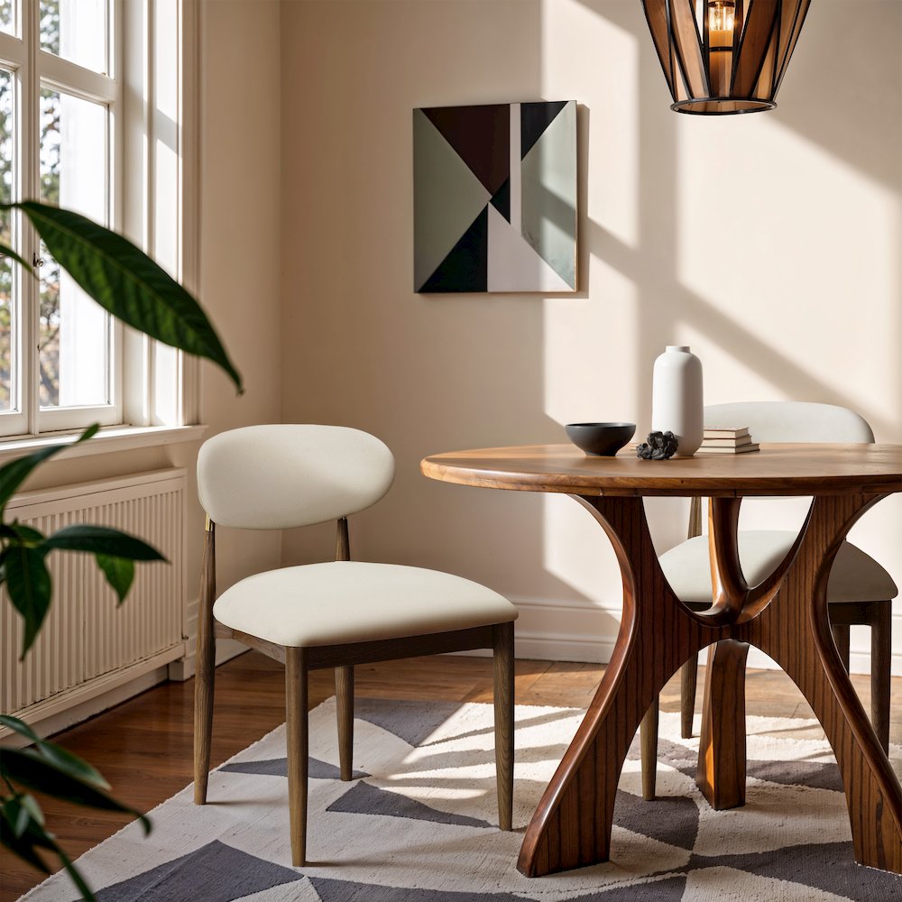 Riccio Cream Vegan Leather Upholstered Dining Side Chair, Set of 2. Picture 7