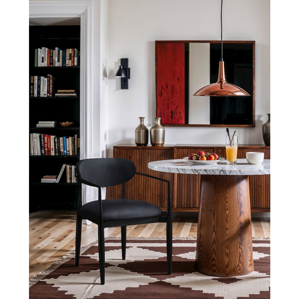 Riccio Black Vegan Leather Upholstered Dining Arm Chair, Set of 2. Picture 8
