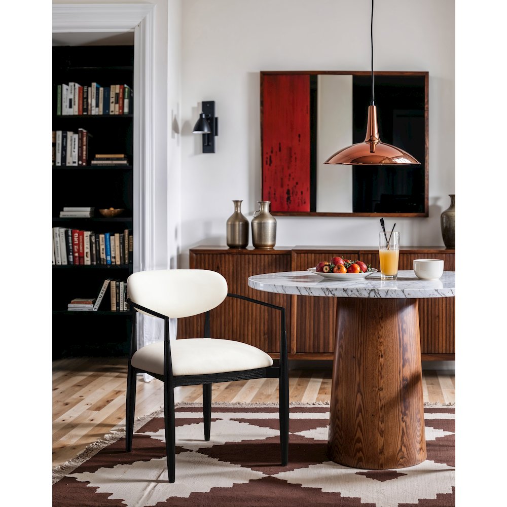 Riccio Cream Vegan Leather Upholstered Dining Arm Chair, Set of 2. Picture 8