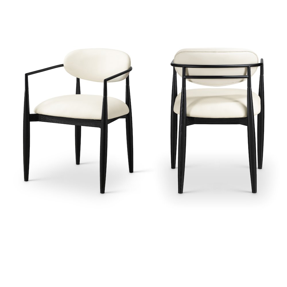 Riccio Cream Vegan Leather Upholstered Dining Arm Chair, Set of 2. Picture 12