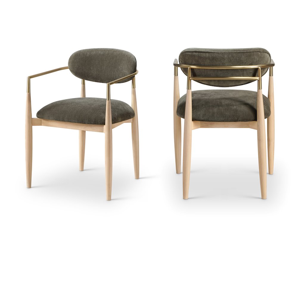 Riccio Brown Performance Fabric Upholstered Dining Arm Chair, Set of 2. Picture 12