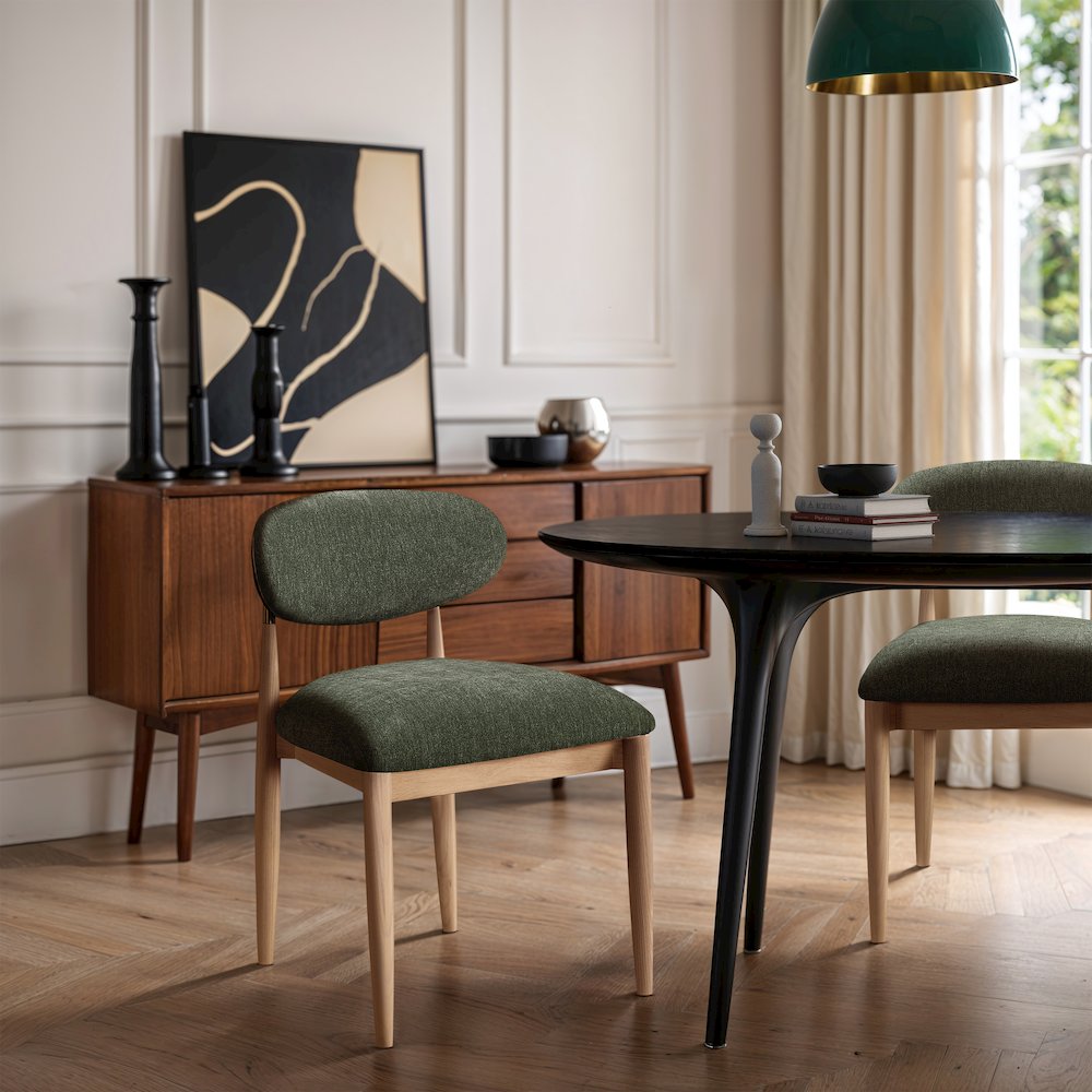 Riccio Olive Performance Fabric Upholstered Dining Side Chair, Set of 2. Picture 7