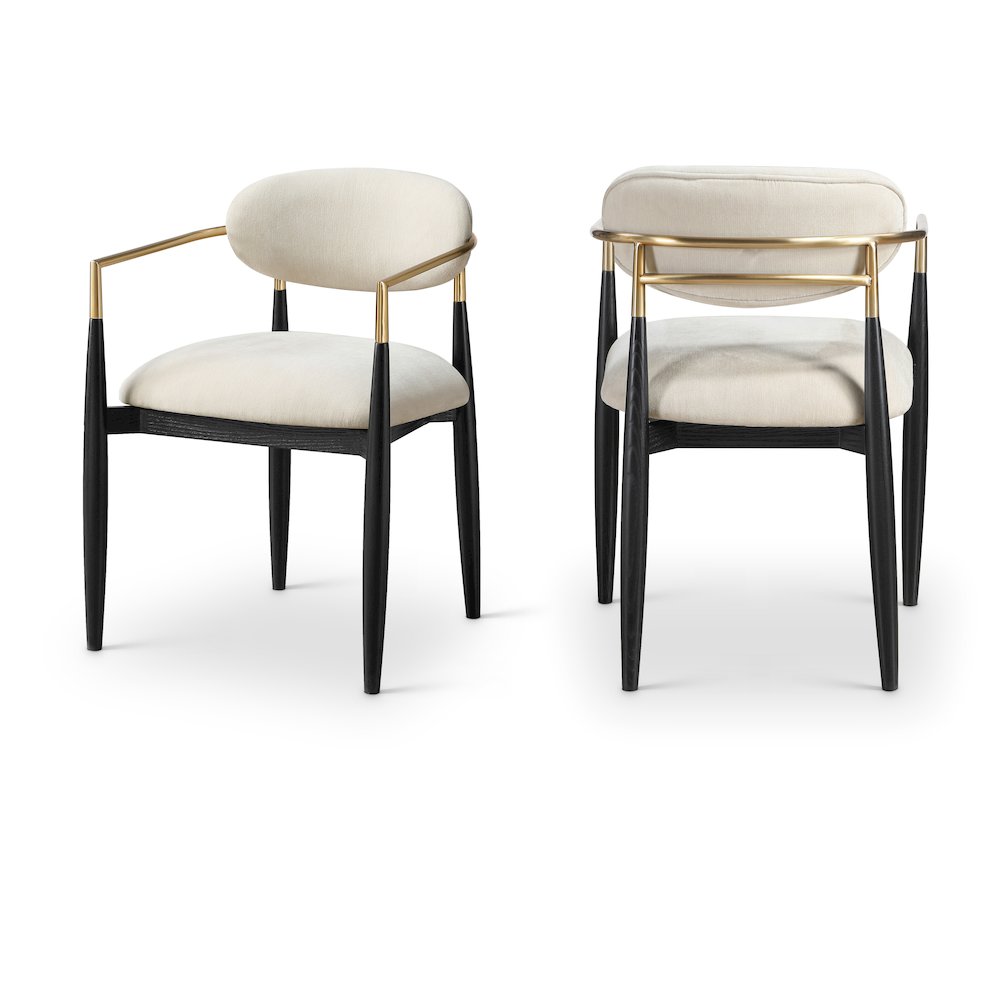 Riccio Cream Performance Fabric Upholstered Dining Arm Chair, Set of 2. Picture 11