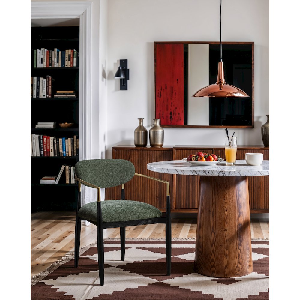 Riccio Olive Performance Fabric Upholstered Dining Arm Chair, Set of 2. Picture 8