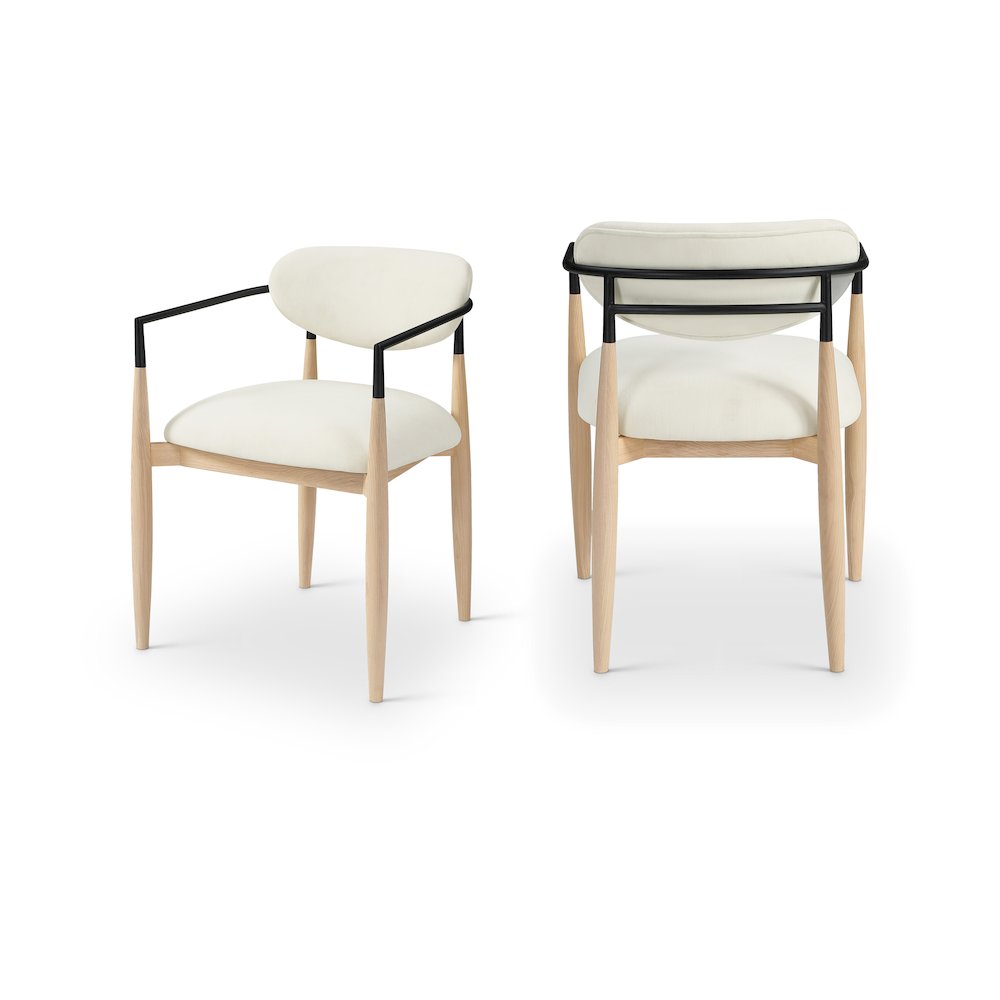 Riccio Cream Performance Fabric Upholstered Dining Arm Chair, Set of 2. Picture 13