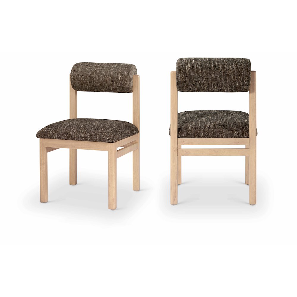 Roundhill Brown Linen Textured Fabric Upholstered Dining Chair, Set of 2. Picture 12