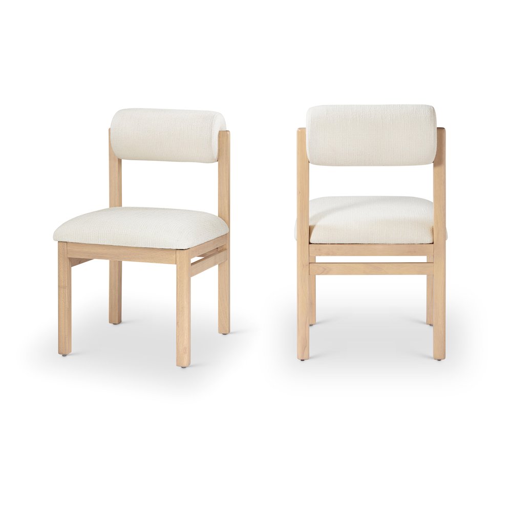 Roundhill Cream Linen Textured Fabric Upholstered Dining Chair, Set of 2. Picture 12
