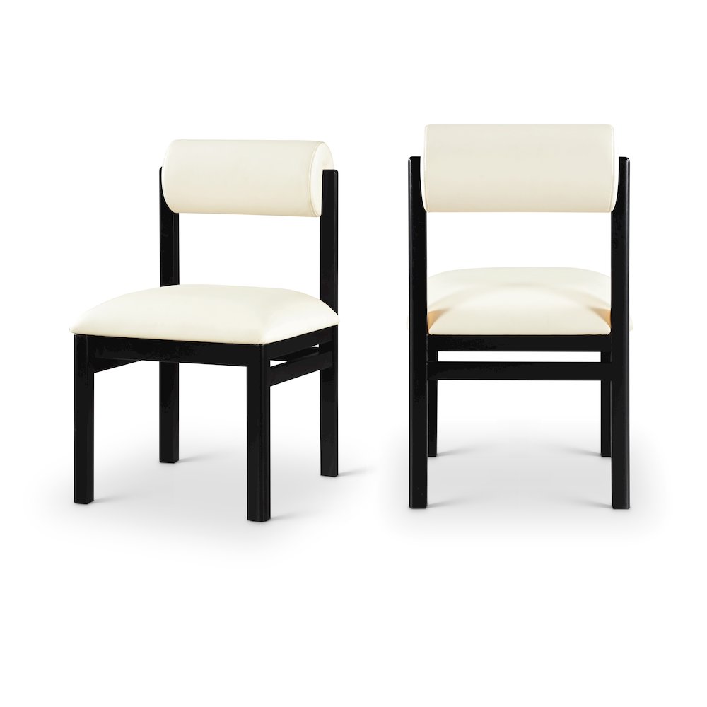 Roundhill Cream Vegan Leather Upholstered Dining Chair, Set of 2. Picture 12