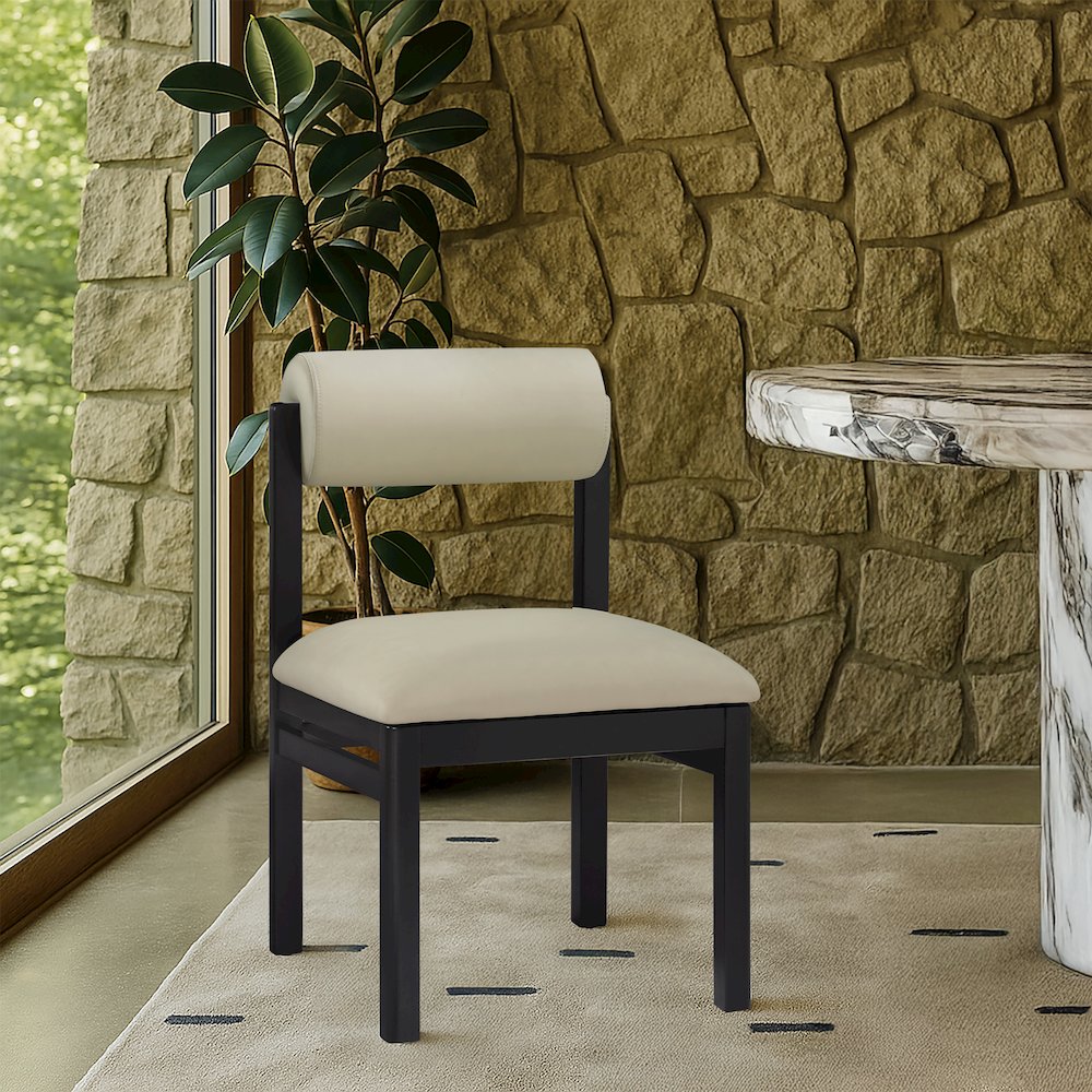 Roundhill Taupe Vegan Leather Upholstered Dining Chair, Set of 2. Picture 8