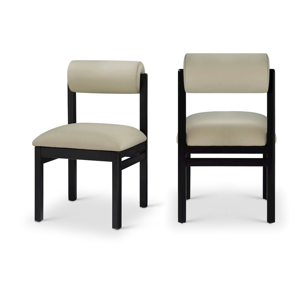 Roundhill Taupe Vegan Leather Upholstered Dining Chair, Set of 2. Picture 12