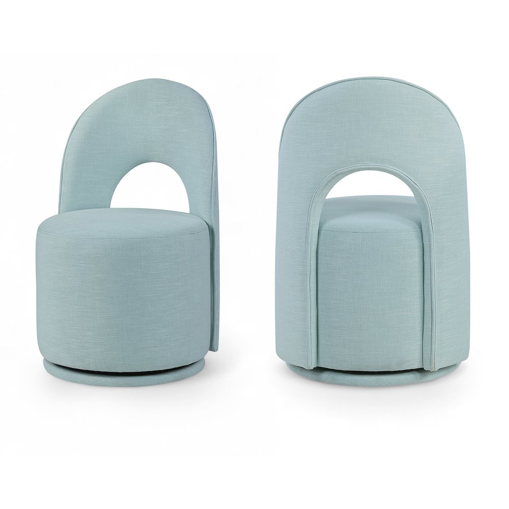 Light Blue Linen Textured Performance Fabric Upholstered Dining Chair, Set of 2. Picture 13