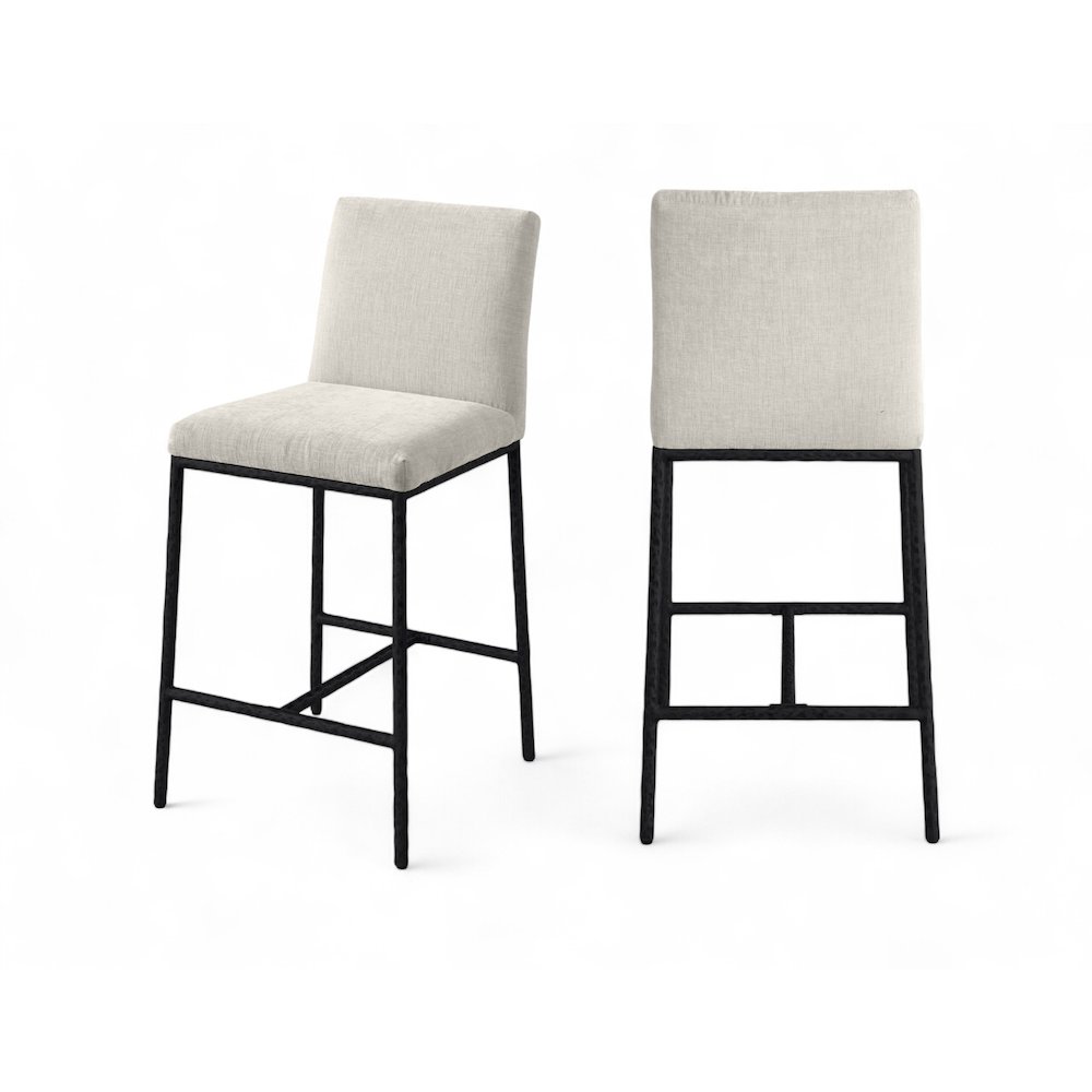 Reeves Cream Chenille Fabric Upholstered Counter Stool, Set of 2. Picture 11