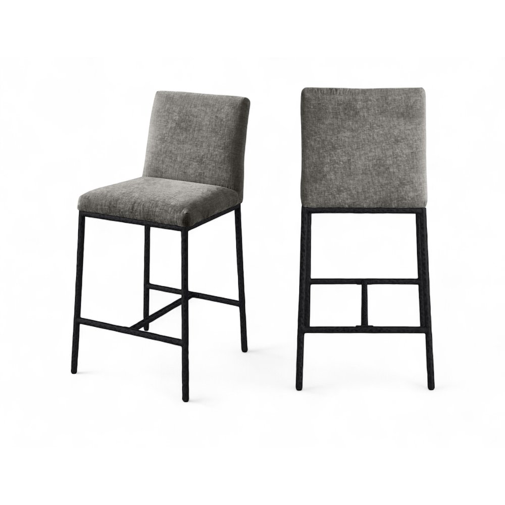 Reeves Grey Chenille Fabric Upholstered Counter Stool, Set of 2. Picture 11