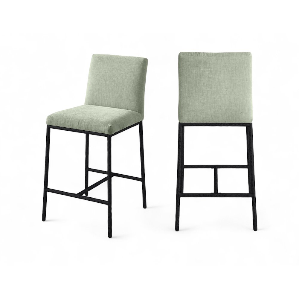 Reeves Mint Chenille Fabric Upholstered Counter Stool, Set of 2. Picture 11