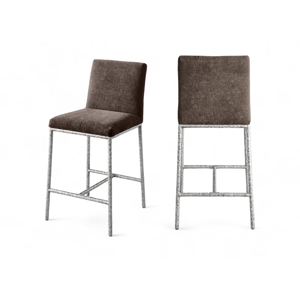 Reeves Brown Chenille Fabric Upholstered Counter Stool, Set of 2. Picture 11