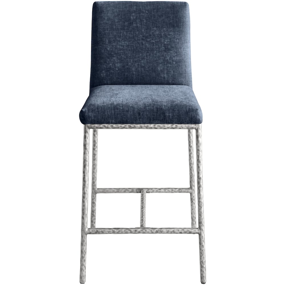 Reeves Navy Chenille Fabric Upholstered Counter Stool, Set of 2. Picture 8