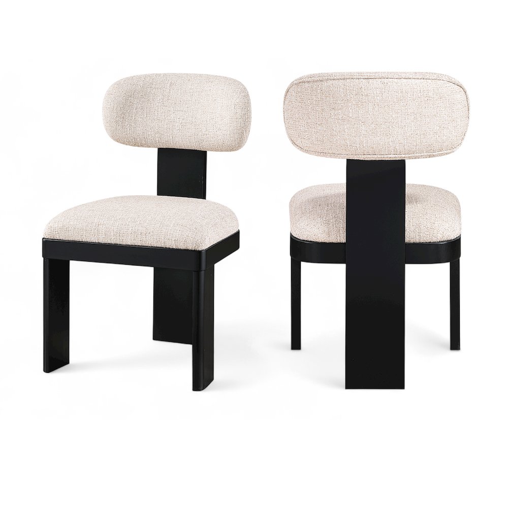 Timbra Black Linen Textured Fabric Upholstered Dining Chair, Set of 2. Picture 12