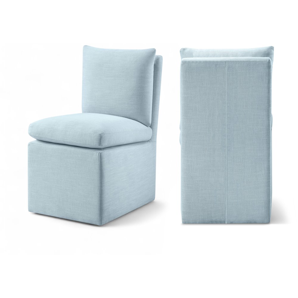 Nelori Light Blue Linen Textured Performance Fabric Dining Chair, Set of 2. Picture 12