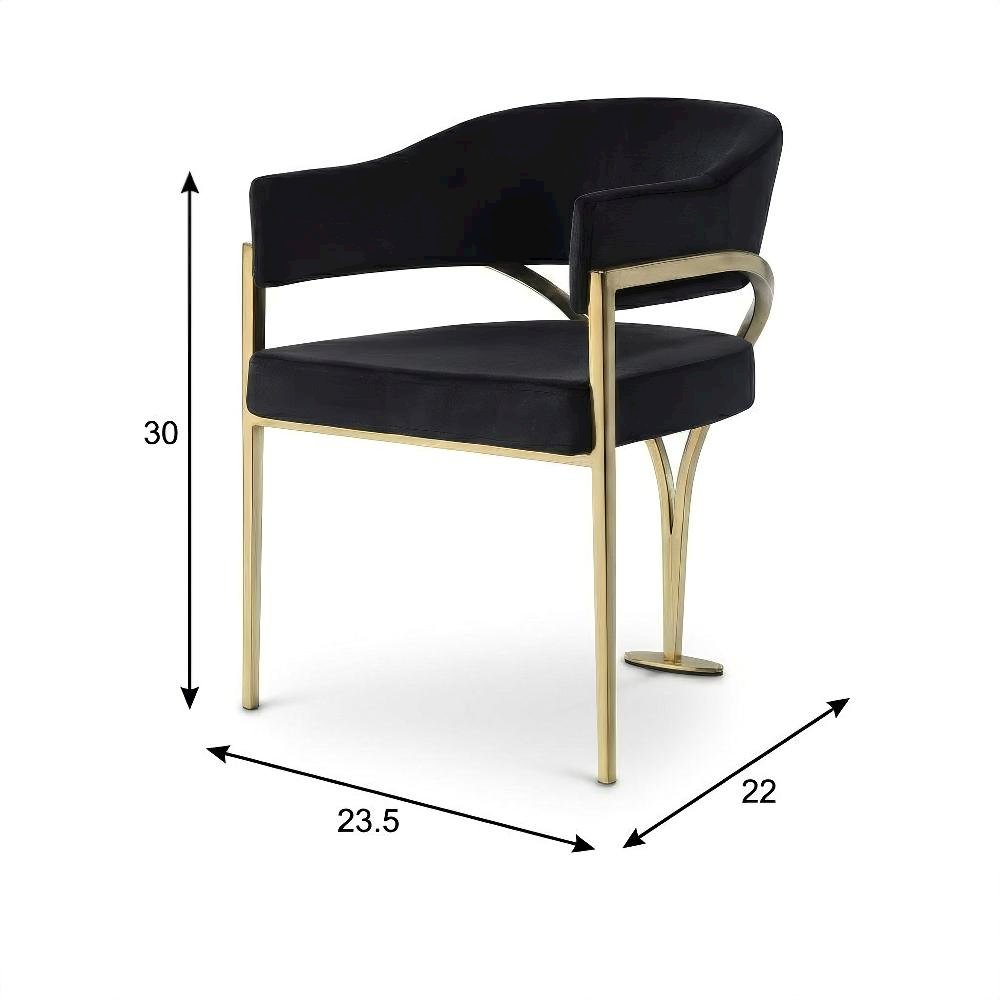 Gold Upholstered Dining Chairs Set of 2 with Armrests and Contemporary Design. Picture 4