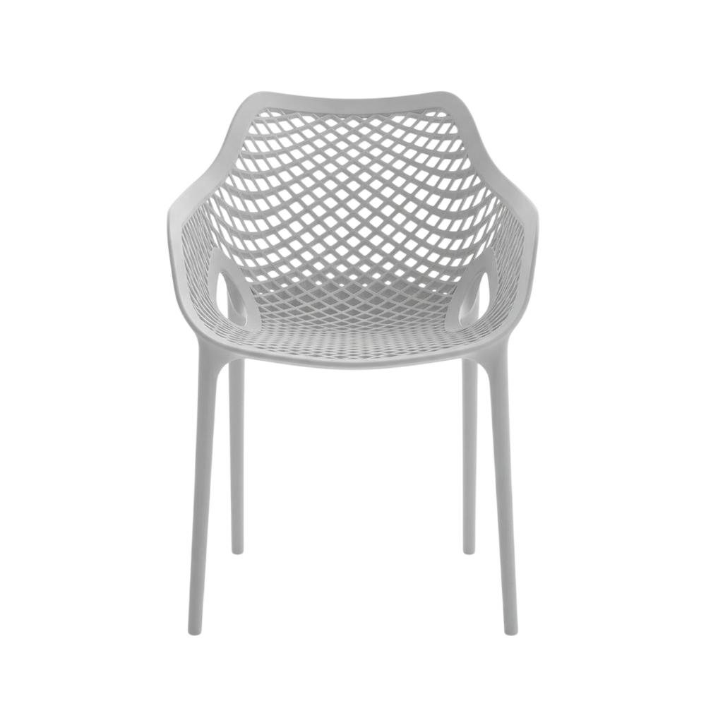 Gray Outdoor Patio Dining Chairs Set Of 4 With Armrests And Uv-Resistant Finish. Picture 4