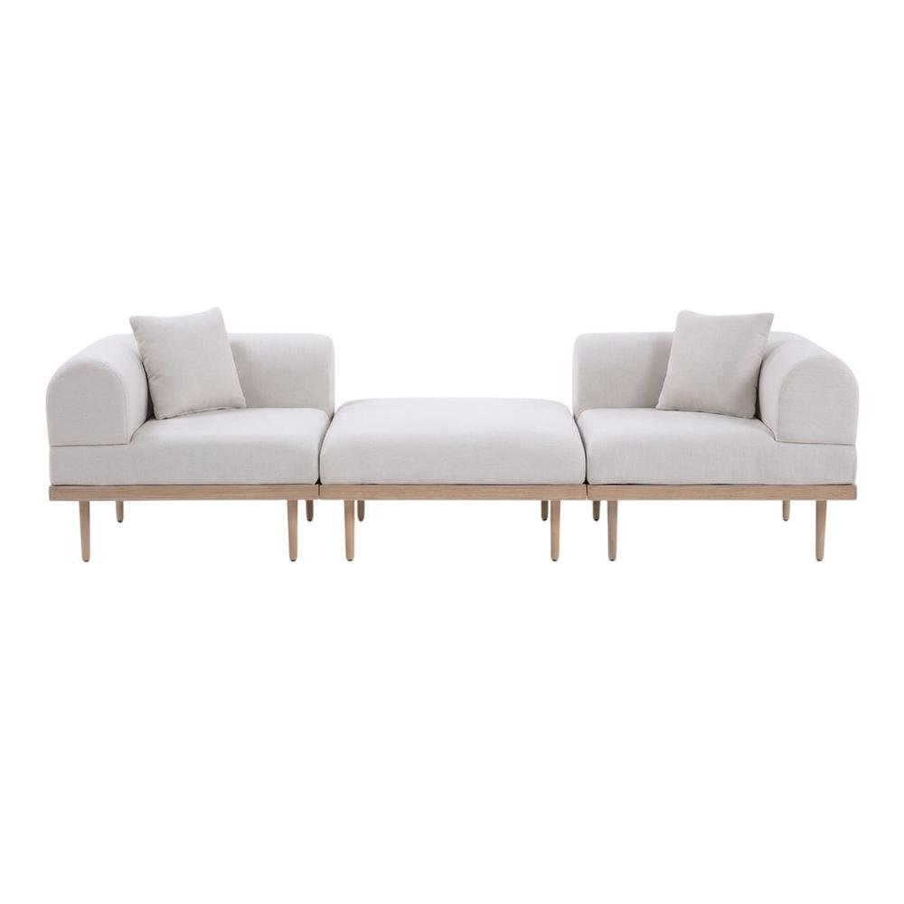 Beige Fabric Outdoor Modular Sofa With Cushions And Contemporary Style. Picture 4