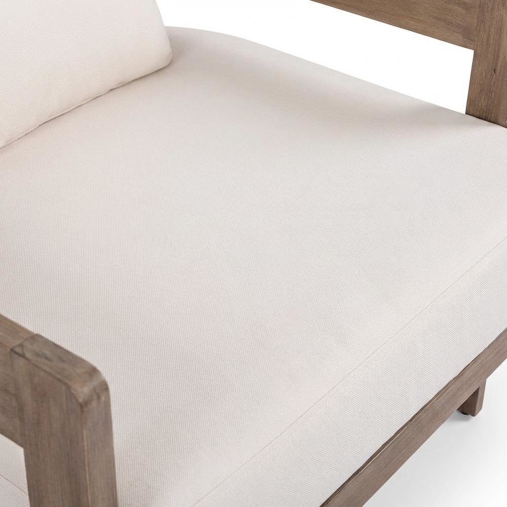 Cream Fabric Outdoor Loveseat with Cushioned Seat and Contemporary Style. Picture 5