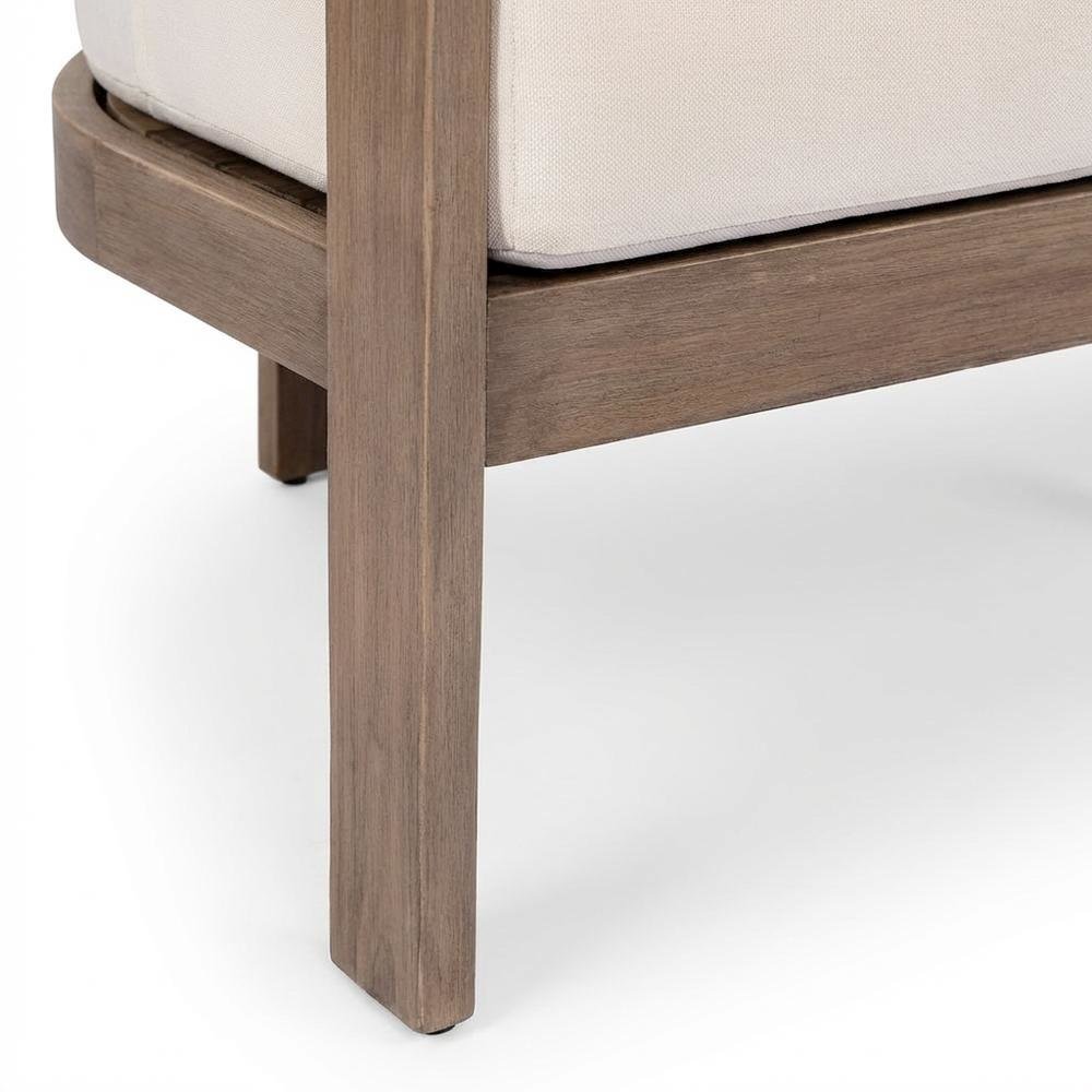 Cream Fabric Outdoor Loveseat with Cushioned Seat and Contemporary Style. Picture 6