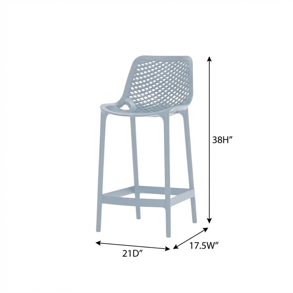 Set Of 4 Sky Blue Outdoor Patio Bar Stools, Protective Finish, Contemporary. Picture 7