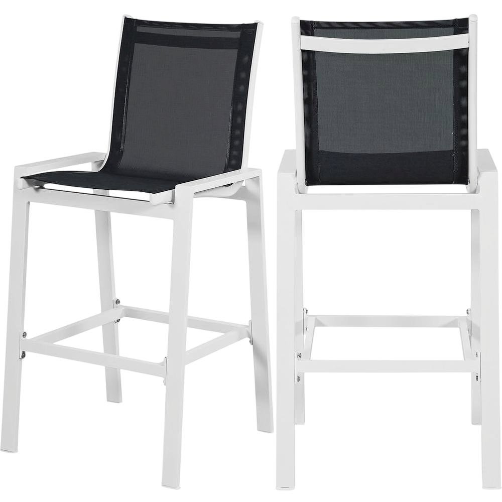 Contemporary White Outdoor Patio Bar Stools Set Of 2 With Back Support. Picture 1