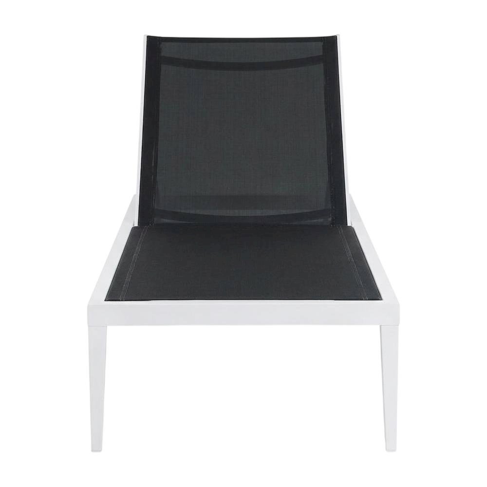 White Fabric Outdoor Lounge Chaise With Contemporary Style And Adjustable Back. Picture 4