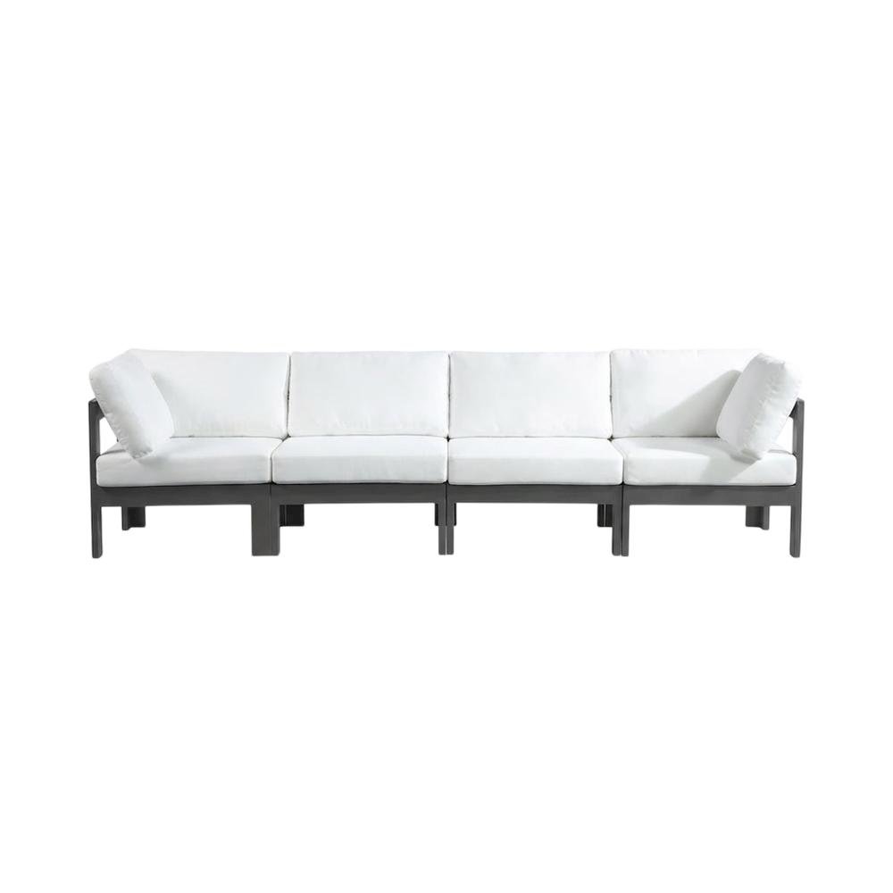 White Fabric Outdoor Patio Modular Sofa With Contemporary Style. Picture 4