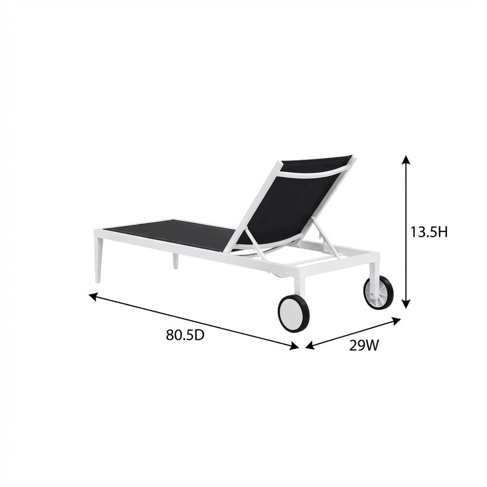White Fabric Outdoor Lounge Chaise With Contemporary Style And Adjustable Back. Picture 7