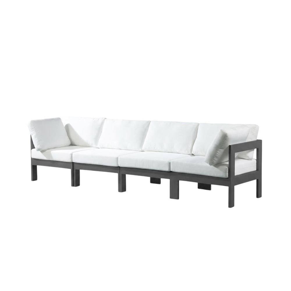 White Fabric Outdoor Patio Modular Sofa With Contemporary Style. Picture 1