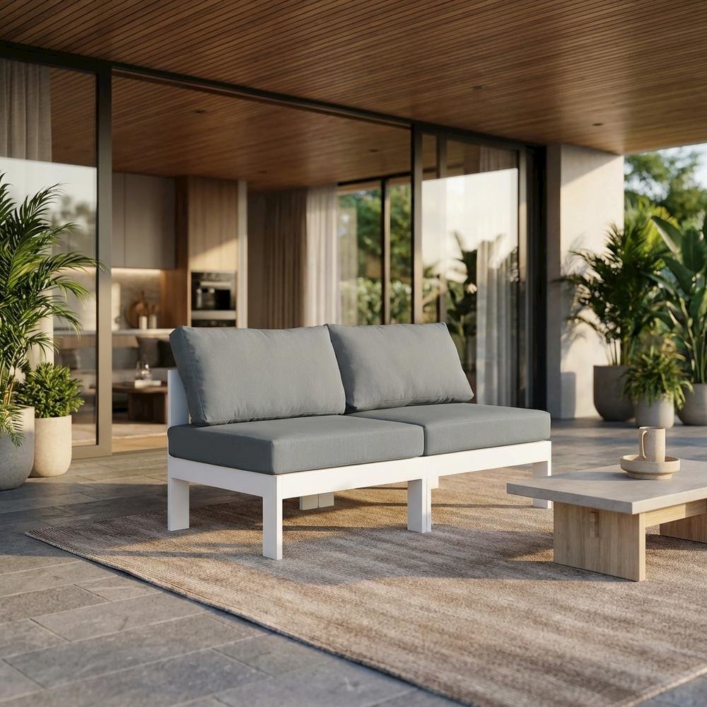 Gray Fabric Outdoor Modular Sofa With Contemporary Style And Cushioned Seating. Picture 2