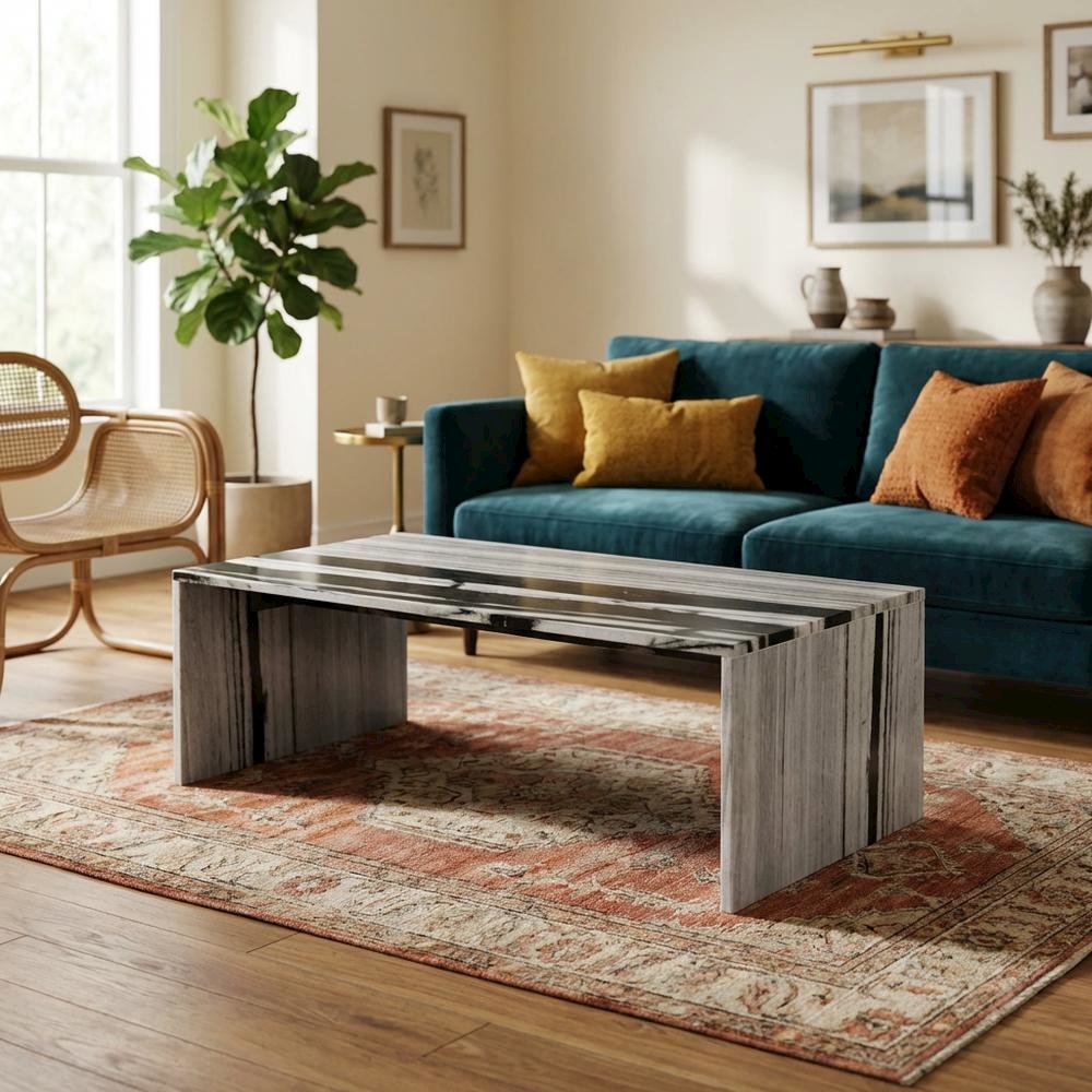 Contemporary Marble Coffee Table with Durable Panda Finish. Picture 2