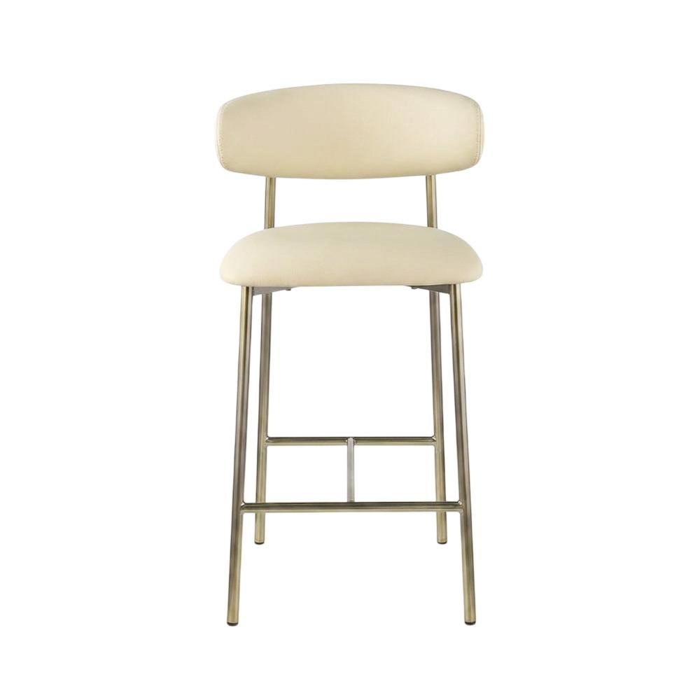 Vegan Leather Counter Stools with Back, Kitchen Island, Cream, Set of 2. Picture 4