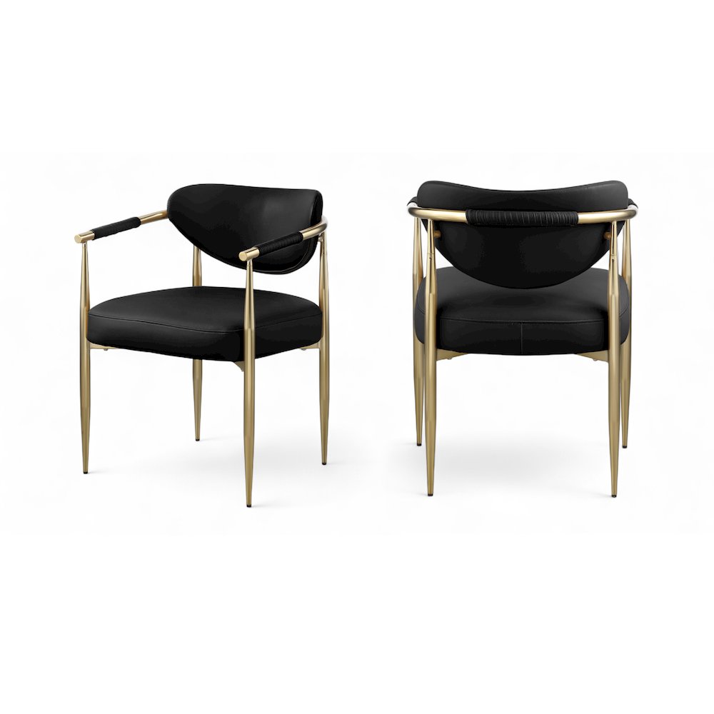 Virella Black Vegan Leather Upholstered Dining Chair, Set of 2. Picture 13